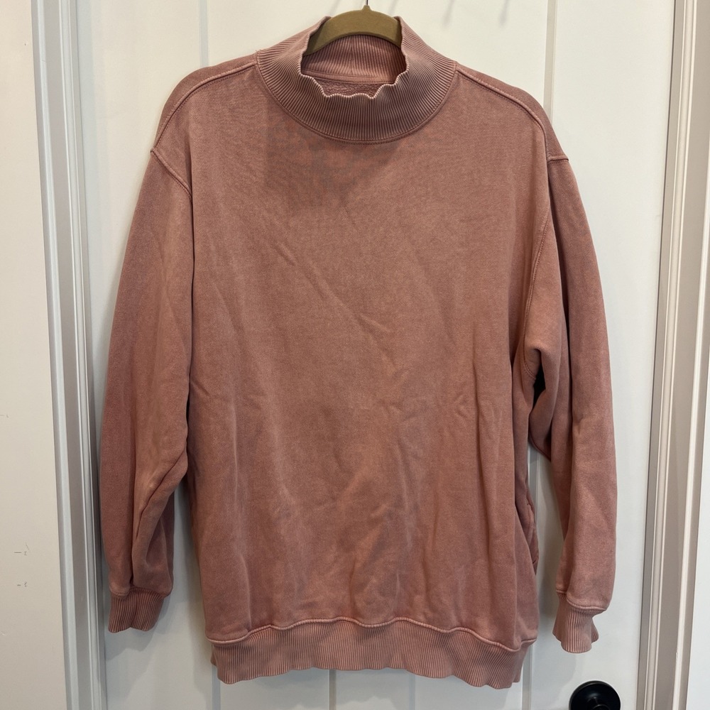 Aerie Women's Mauve Dusty Pink Rose Oversized Mock Neck Sweater Size Medium